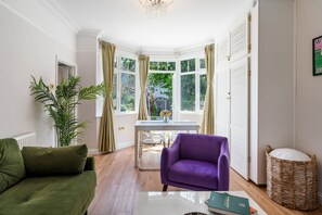 Living room is light and airy