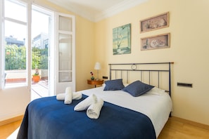 Main double bedroom with views to the sunny terrace