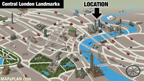 Central London Landmark map with Apartment location