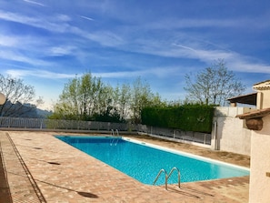 Large shared pool. Great for swimming and for a lovely cooling dip.