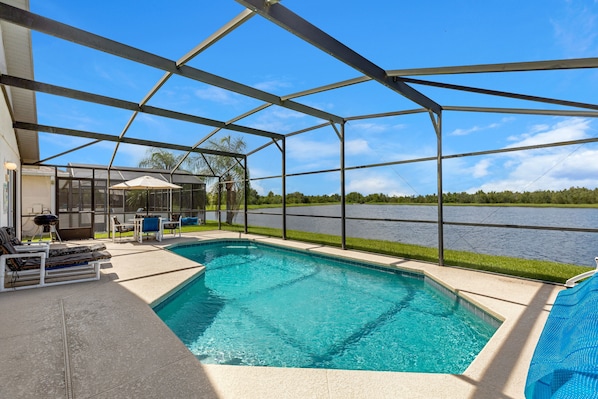 Private pool lake view