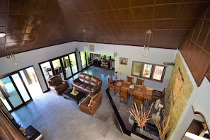 Ariel shot of lounge/dining area