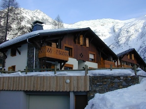 Chalet and garage entrance