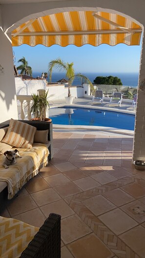 Terrace and pool.