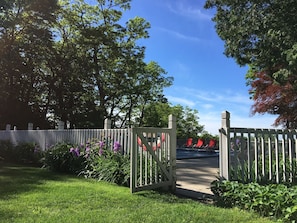 entry area to the pool and guest house.