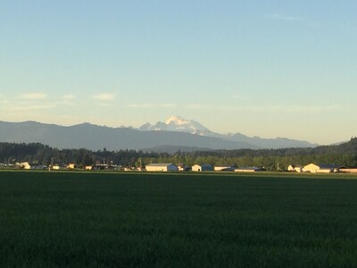 Skagit Valley Guest House bottom floor with stunning views of Mount Baker.