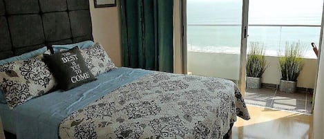 Master bedroom fully furnished.  Wake up to a stunning view of the pacific ocean