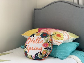 Hello Spring...front bedroom has two twin beds.