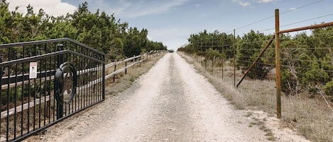 Property Entrance with Stunning Hill Country Views.
