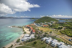 Aerial view of the property and Sapphire Beach