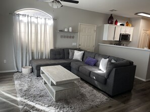 Comfy sofa to sink into after a long day of exploring the city or lounge all day