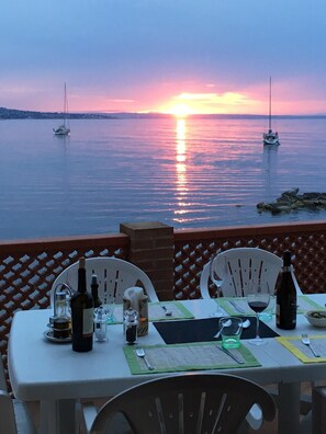 terrace dining at sunset