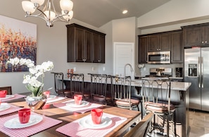 Dining area with extra seating at the bar