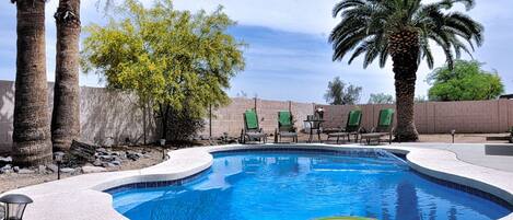 Backyard, pool area.