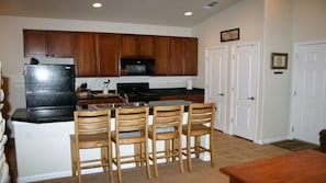 FULLY equipped kitchen, granite counter. EVERYTHING you have at home is here!