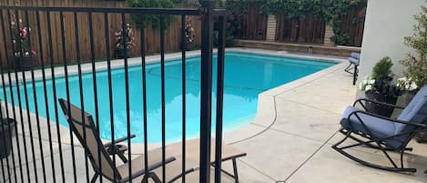 Large pool property with gates