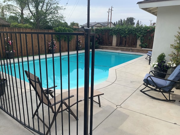 Large pool property with gates