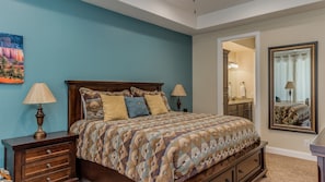 Main level master suite featuring a king size bed