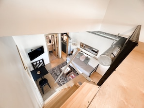 View down the B-compact stairs from the loft shows you the full layout.