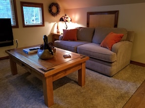 Couch folds out into a double bed.