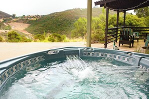 Private hottub overlooking the rolling hills