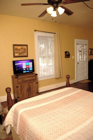 Bedroom/living area with a smart TV