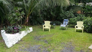 Sitting area at cottage w/ ocean view