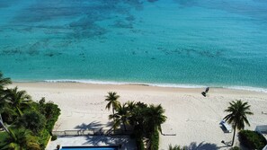 Our part of Seven Mile Beach (walk around beachfront homes to access it)