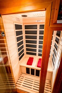 1-2 person infared sauna in bathroom.