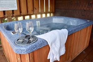 Hot tub overlooking river