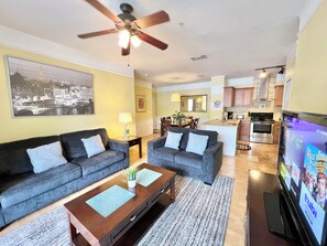 Spacious Open Concept Living Area with Full Kitchen !