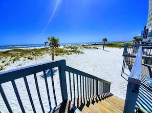 Back deck leads directly on to the white sand beach