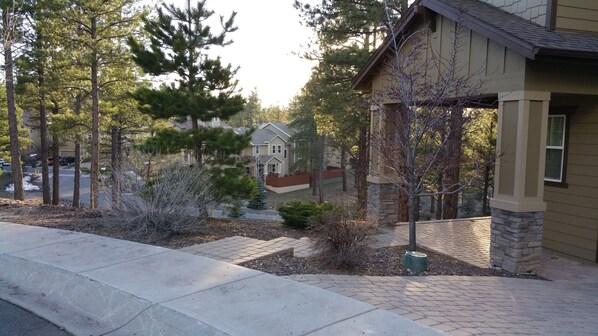 Its a hilltop setting.  The home entrance is on the right. 
