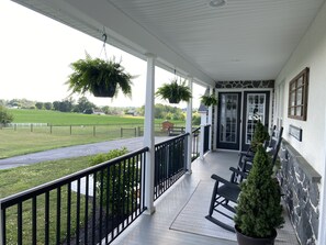 Front porch over looking beautiful fields