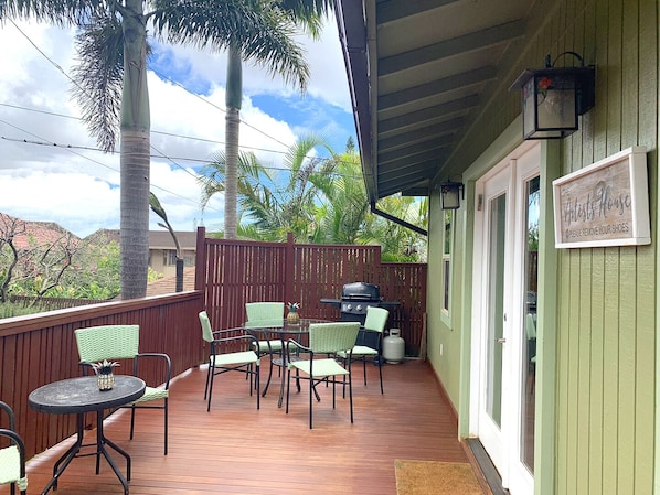 View from private deck with palms