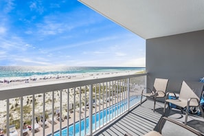 View of the gulf and gulf pool from the balcony