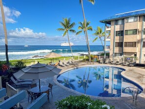 Enjoy the oceanfront pool, and see the cruise ships arrive and depart