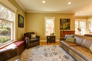 Living room and window seat on main floor