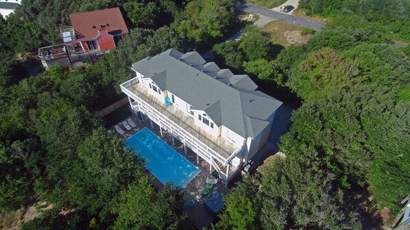 Aerial View of the Very Private Back Yard.