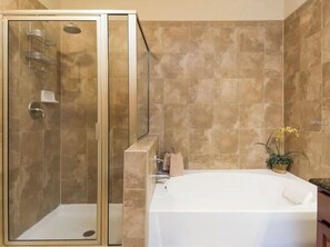 Master bath-soaking tub walk in shower