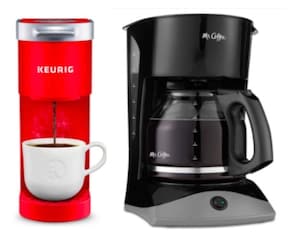 Both Keurig single cup coffee machine and Mr Coffee 10-cup machine at the house