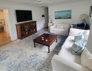 Large family room with 70" HDTV for movie nights.