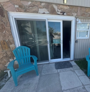 front door overlooking the pool
