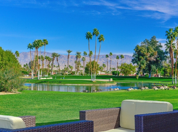 View of 18th Green of "Shore" Course from patio.