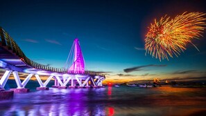 Playa Los Muertos Pier at night