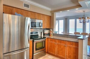 Fully loaded kitchen with great ocean views.