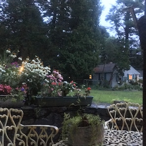 View of the cottage from the main house flower garden.