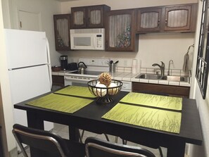 High top table and bar stools in dining area