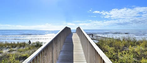 Complex is just steps away from beach without crossing the Seawall!