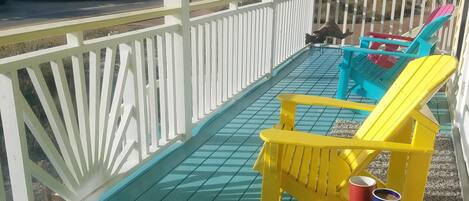 Relaxing covered front porch!  I love mornings sitting here drinking coffee.